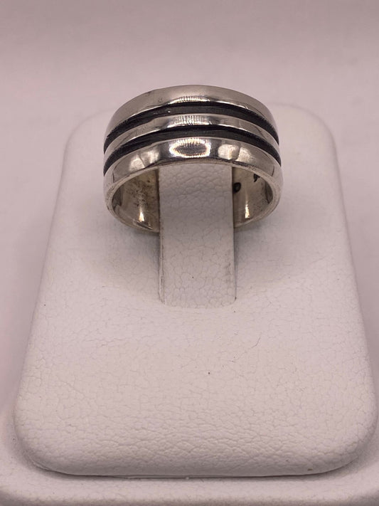 Anillo de Plata 925 con Doble Línea Central, vista frontal