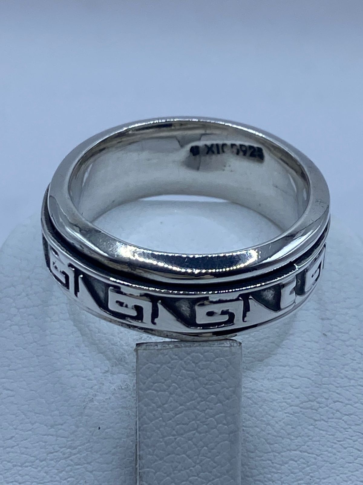 💍 Anillo de Plata 925 con Greca Geométrica Continua