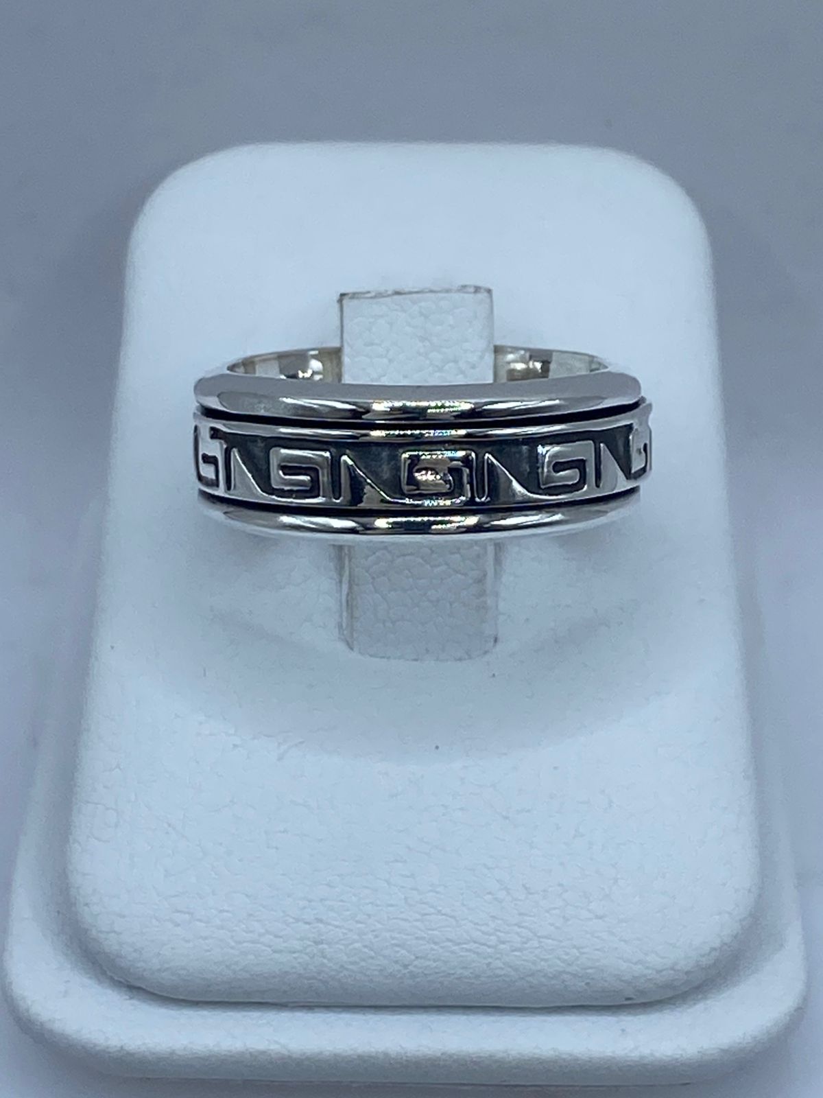 💍 Anillo de Plata 925 con Greca Geométrica Continua