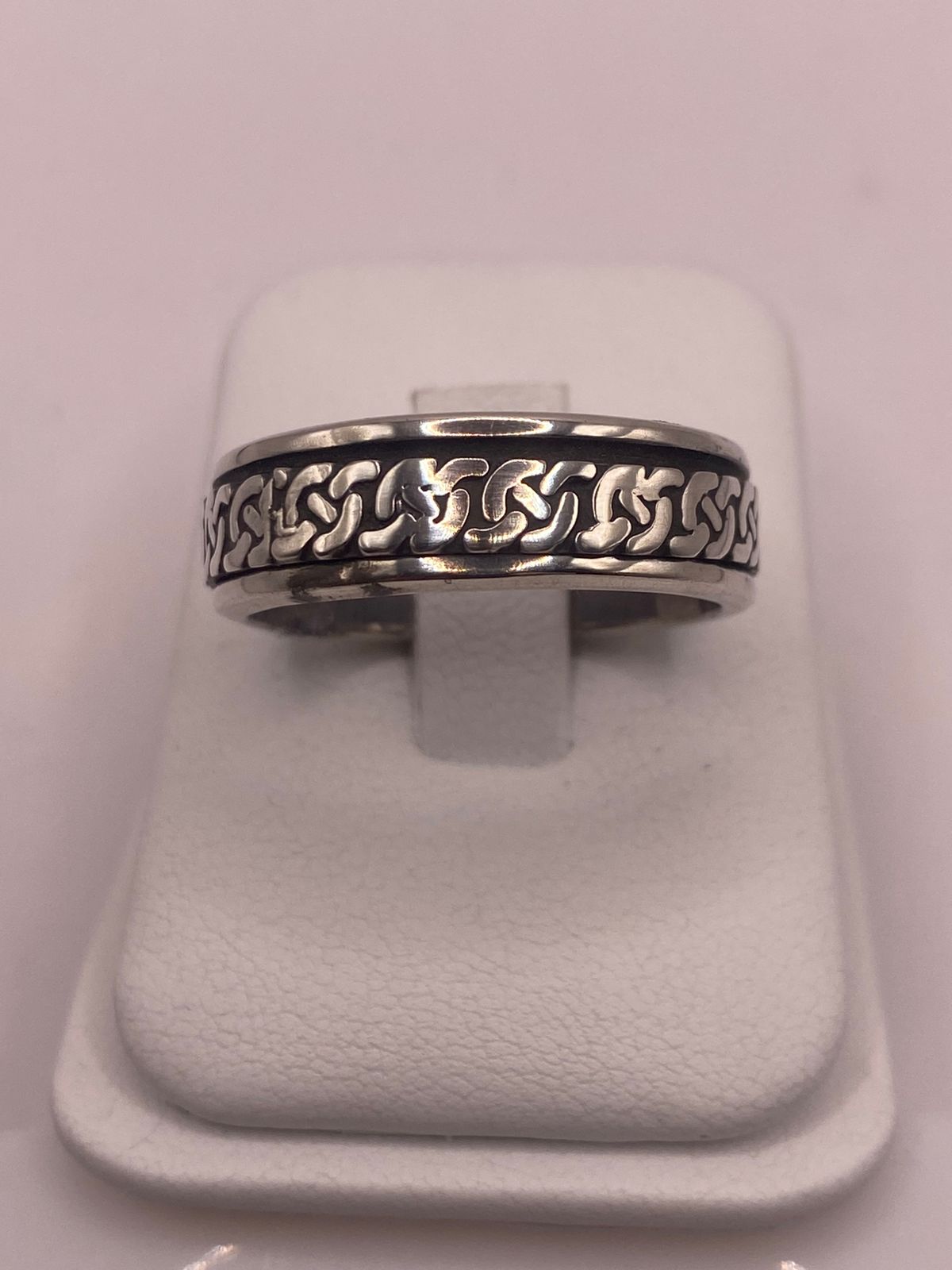 Anillo Giratorio de Plata 925 con Diseño de Cadena