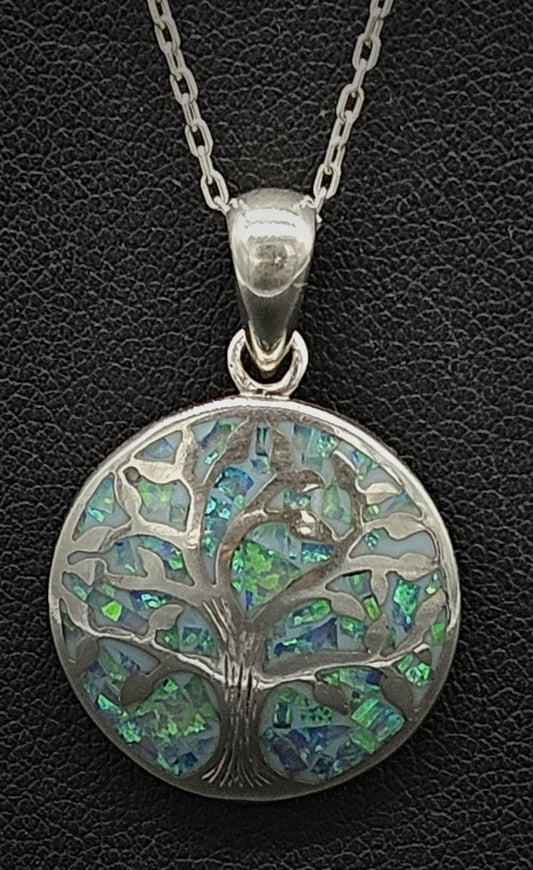 DIJE PLATA LEY 950 ,  ARBOL DE LA VIDA OPALO