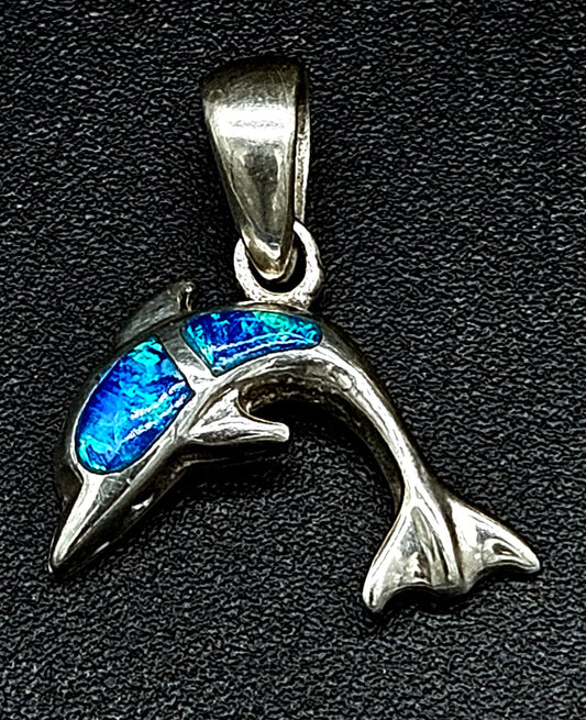 DIJE PLATA LEY 950, CON OPALO , DELFIN