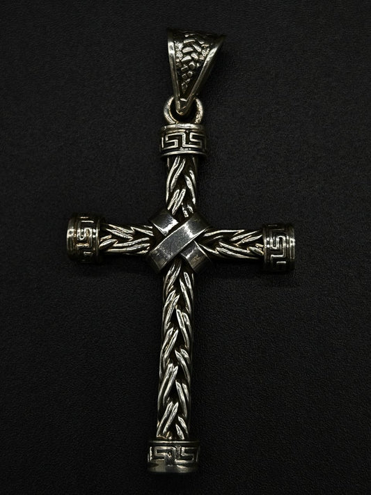 DIJE PLATA LEY 925, CRUZ TEJIDA
