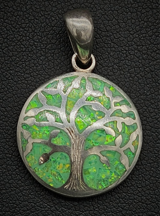 Dije Plata Ley 950 Arbol de la Vida Opalo, vista frontal