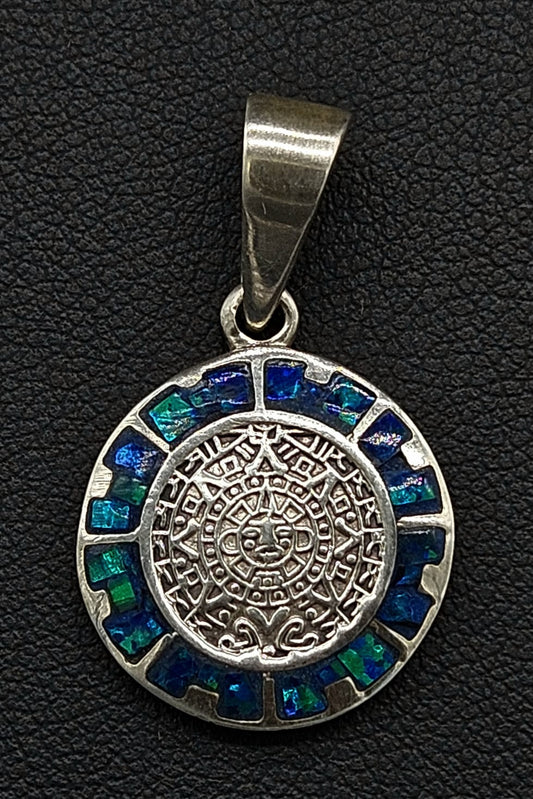 Dije Plata Ley 950 Caledario Azteca, vista frontal