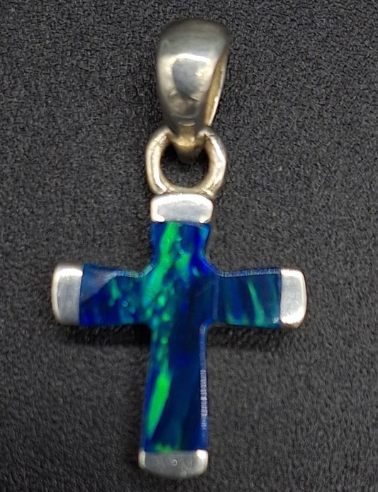 DIJE PLATA LEY 950, CON OPALO AZUL