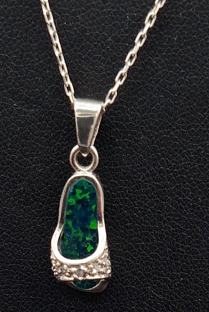 DIJE PLATA LEY 950 , CON OPALO VERDE