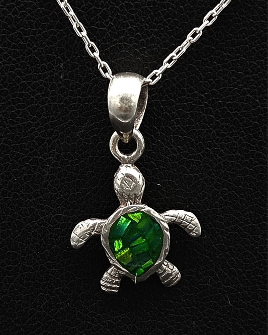 Dije Plata Ley 950 Tortuga Opalo, vista frontal