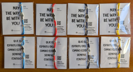 Pulsera Flechas del Camino de Santiago en Plata Ley 925 con Perlas Plateadas