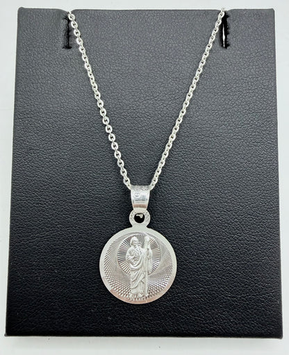 Medalla San Judas Tadeo en plata .925 con cadena de 35 cm presentada en estuche negro