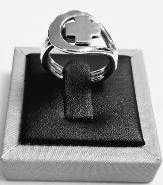 ANILLO CRUZ EN PLATA LEY 925