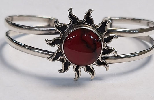 BRAZALETE CON CORAL EN PLATA LEY 925