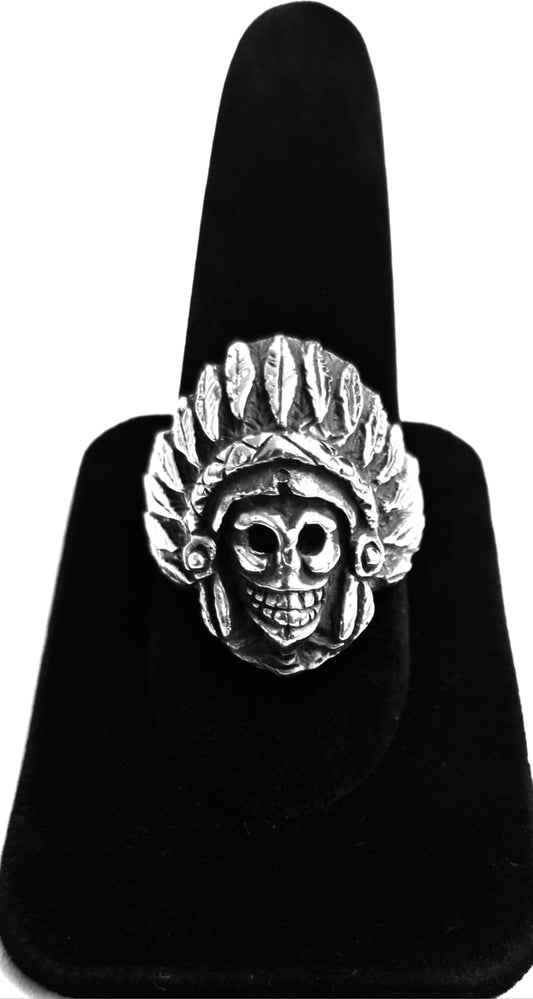 ANILLO CALAVERA INDIO EN PLATA LEY 925