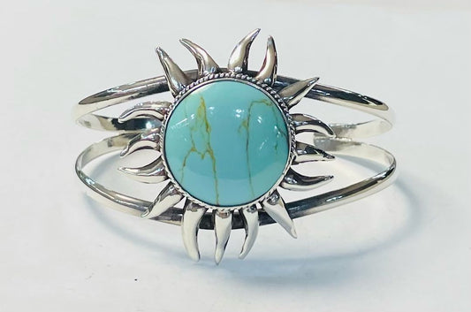 BRAZALETE CON TURQUESA EN PLATA LEY 925