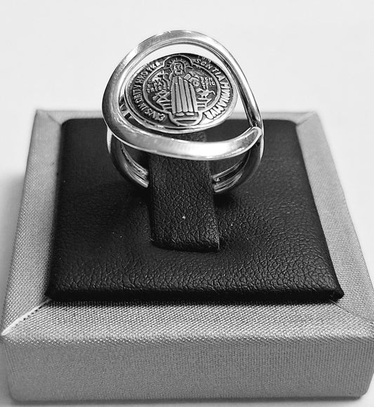 ANILLO SAN BENITO EN PLATA LEY 925