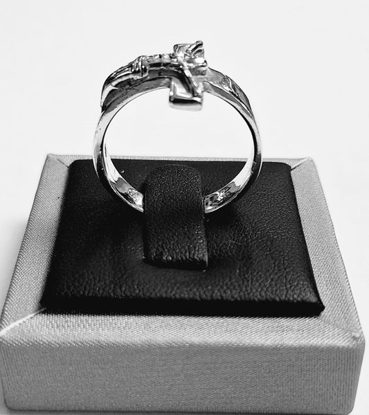 ANILLO CRUZ EN PLATA LEY 925