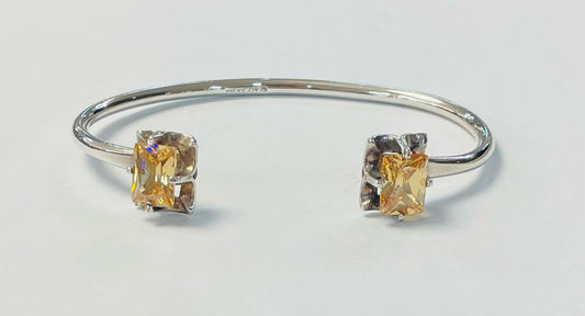 BRAZALETE CON CITRINA  EN PLATA LEY 925