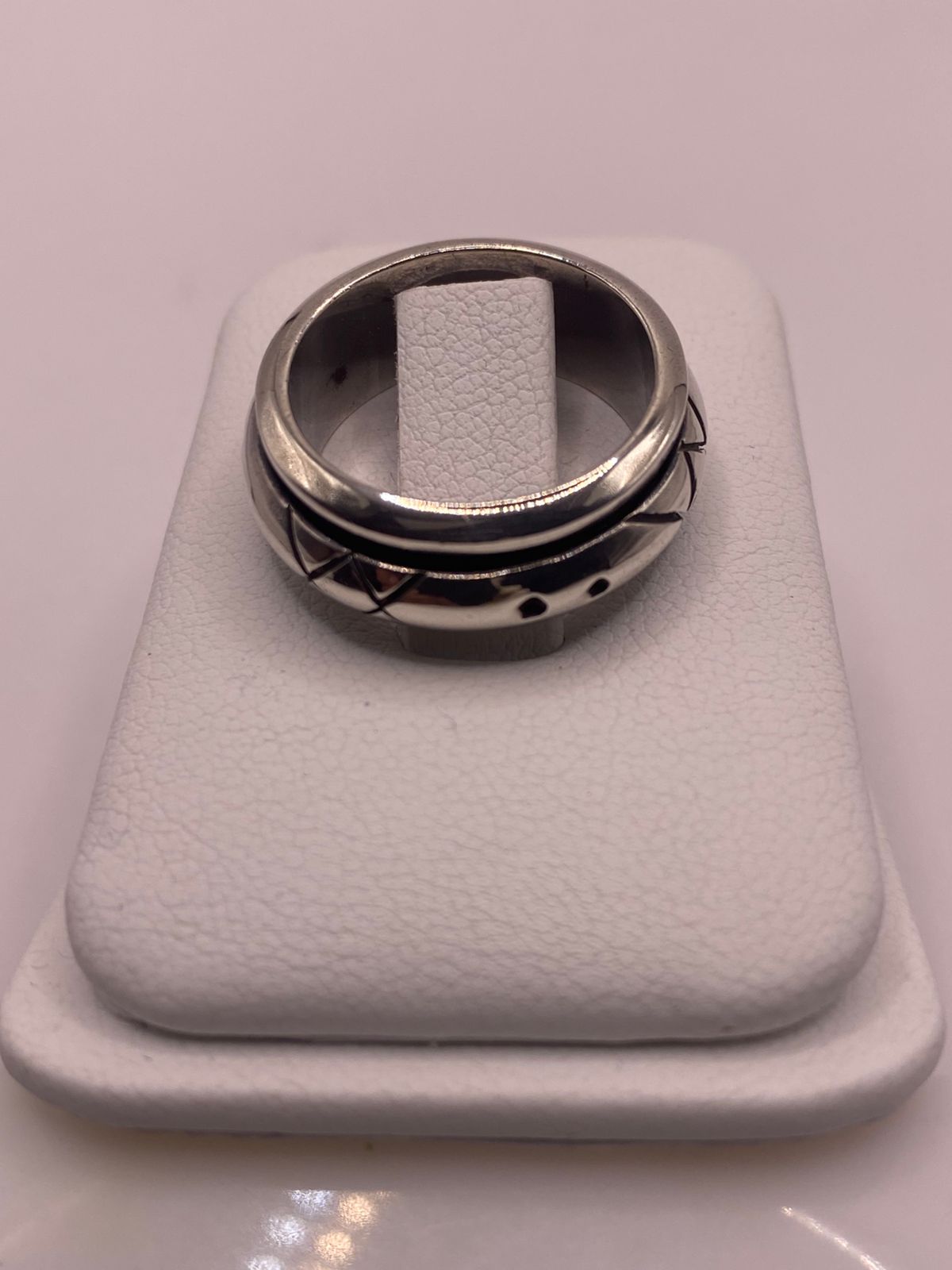 Anillo Giratorio de Plata 925 con Grabado Geométrico