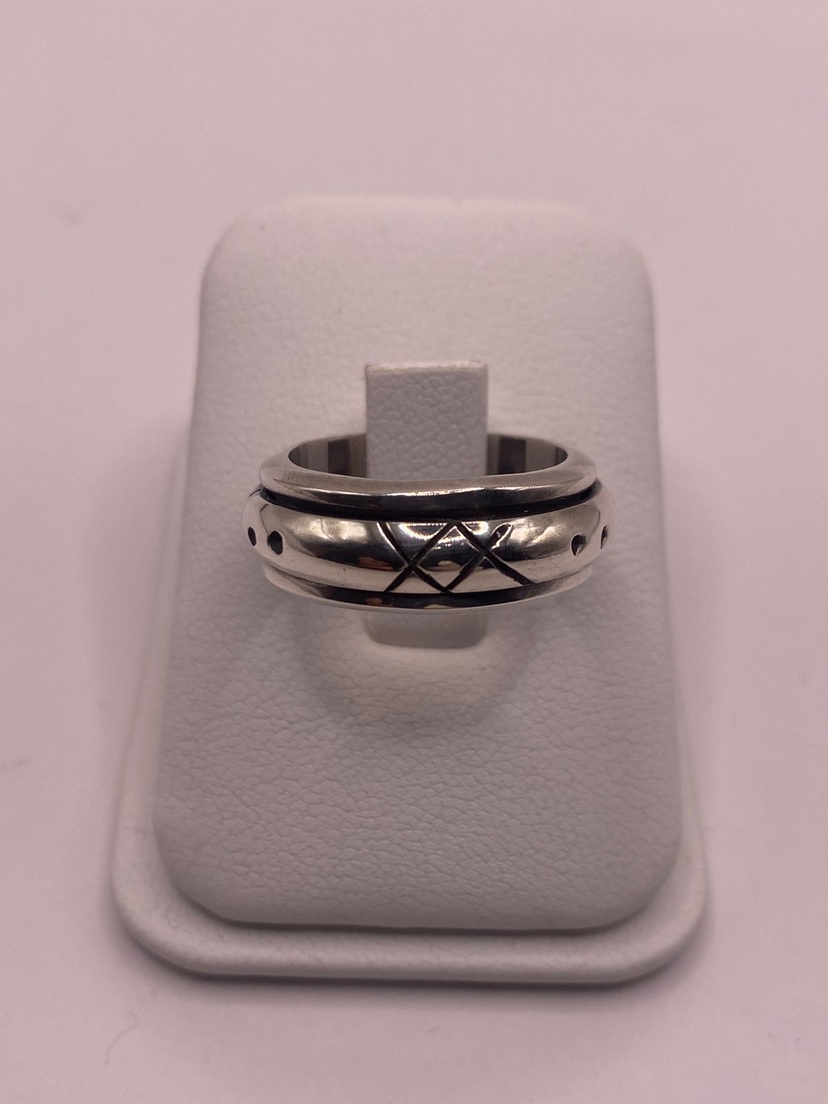 Anillo Giratorio de Plata 925 con Grabado Geométrico