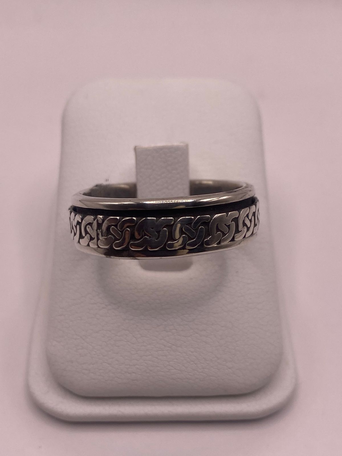 Anillo Giratorio de Plata 925 con Diseño de Cadena