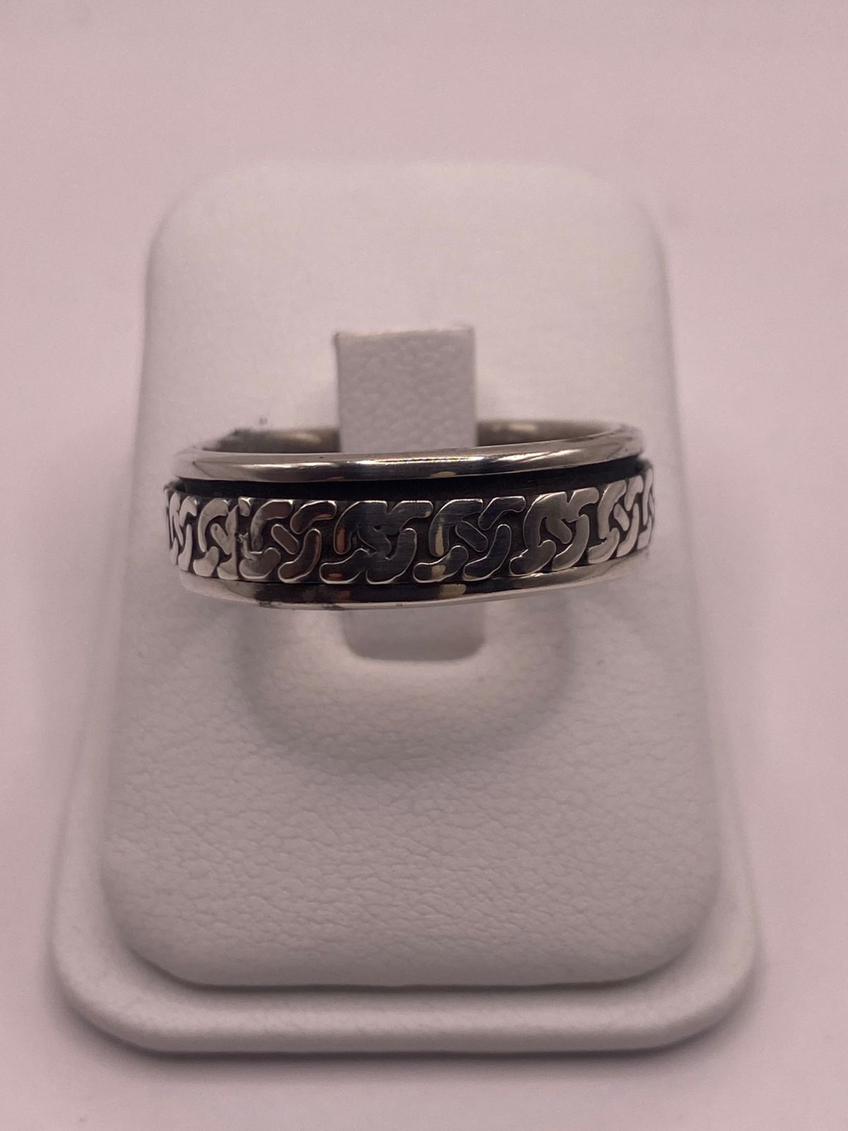 Anillo Giratorio de Plata 925 con Diseño de Cadena