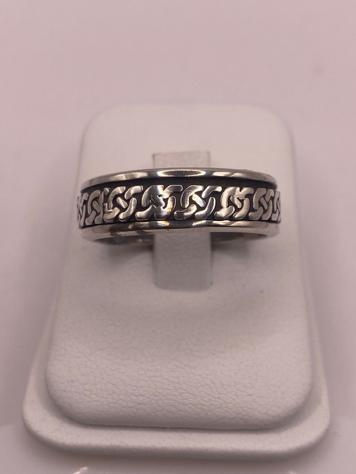 Anillo Giratorio de Plata 925 con Diseño de Cadena