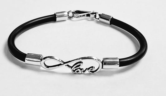 BRAZALETE EN PLATA LEY 925  CON CAUCHO