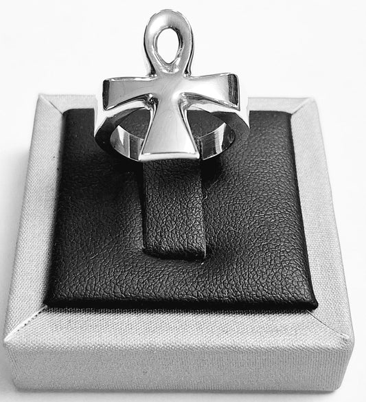 ANILLO CRUZ EGIPCIA  EN PLATA LEY 925