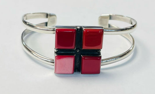 BRAZALETE EN PLATA LEY 925 CON CORAL
