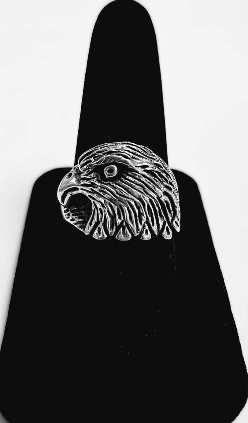 ANILLO CABEZA DE ÁGUILA EN  PLATA LEY 950