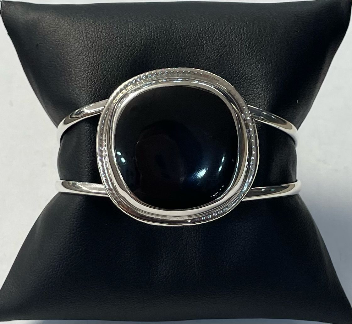 BRAZALETE CON OBSIDIANA  EN PLATA LEY 925