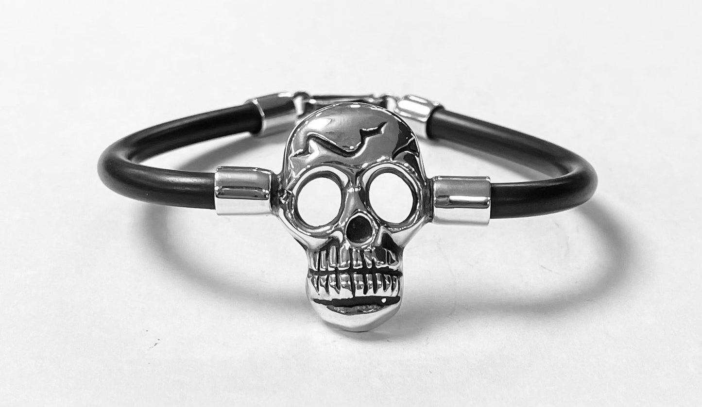 BRAZALETE EN PLATA LEY 925 CON CAUCHO