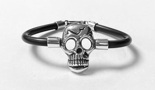 BRAZALETE EN PLATA LEY 925 CON CAUCHO
