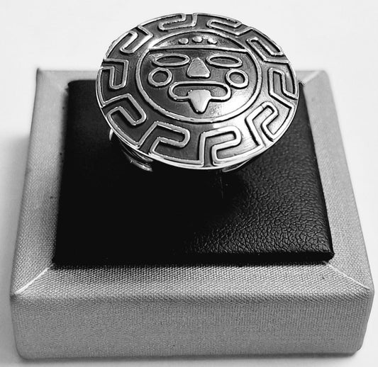 ANILLO AZTECA EN PLATA LEY 925