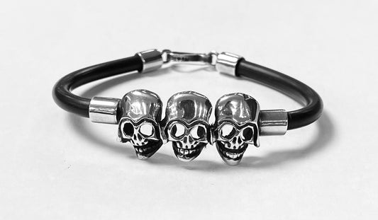 BRAZALETE EN PLATA LEY 925 CON CAUCHO