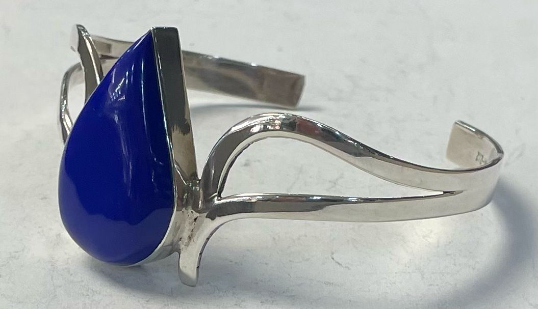 BRAZALETE CON LAPIZLAZULI  EN PLATA LEY 925