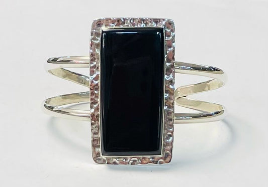 BRAZALETE EN PLATA LEY 925 CON OBSIDIANA
