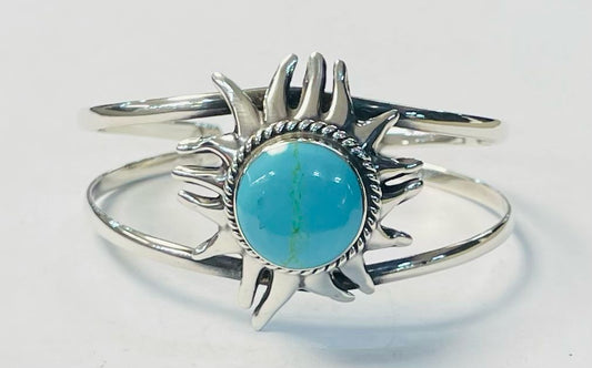 BRAZALETE CON TURQUESA  EN PLATA LEY 925