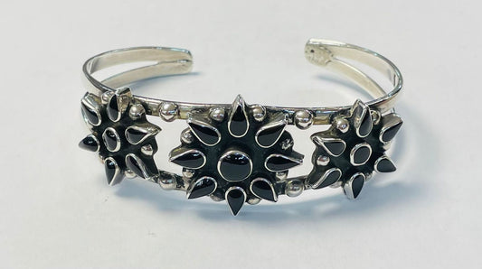 BRAZALETE EN PLATA LEY 925 CON OBSIDIANA