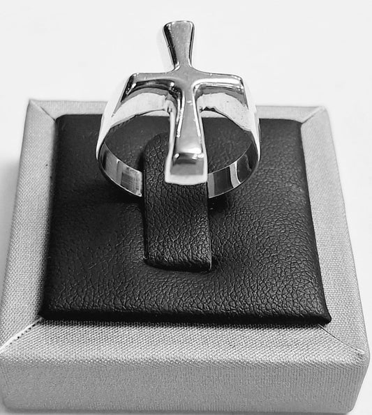 ANILLO CRUZ EN PLATA LEY 925