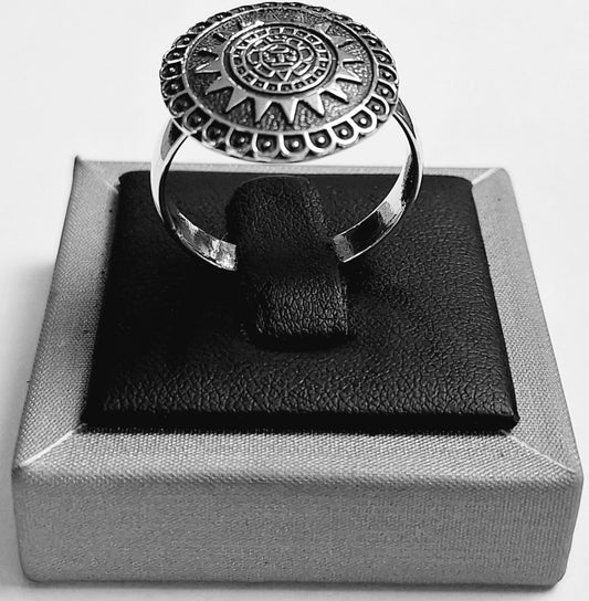 ANILLO AZTECA EN PLATA LEY 925