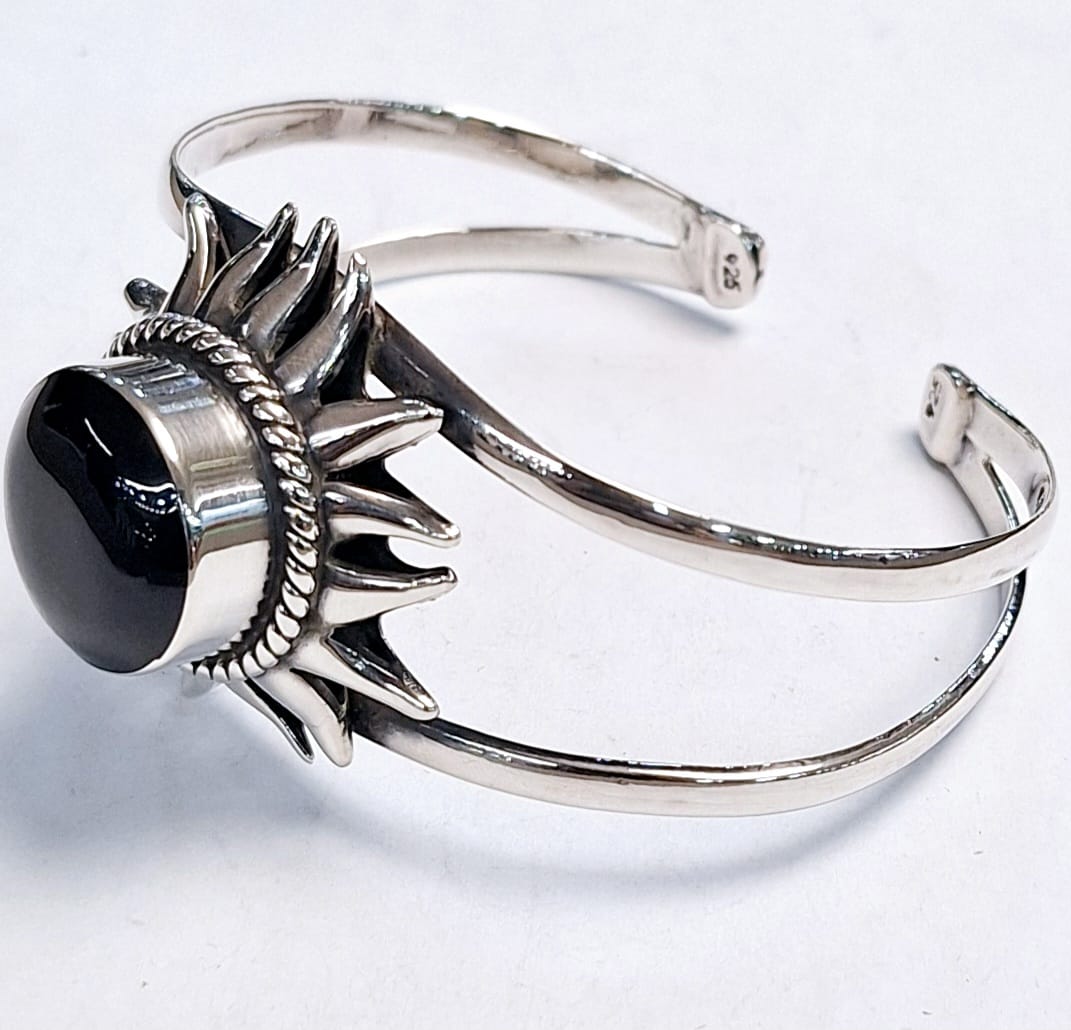 BRAZALETE CON OBSIDIANA EN PLATA LEY 925