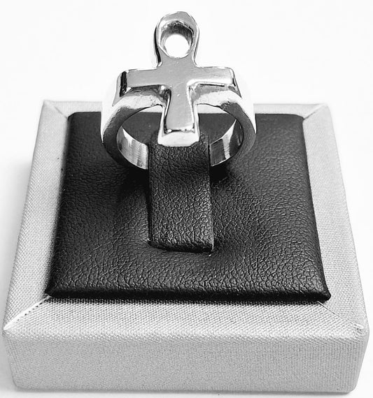 ANILLO CRUZ EGIPCIA EN PLATA  LEY 925