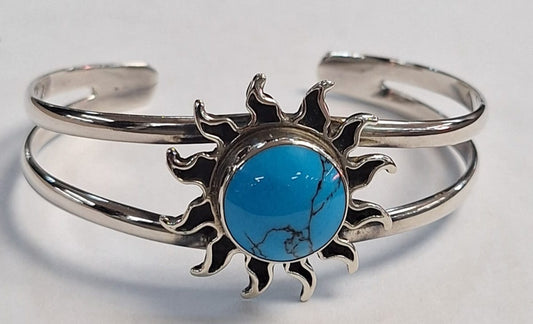 BRAZALETE CON TURQUESA  EN PLATA LEY 925