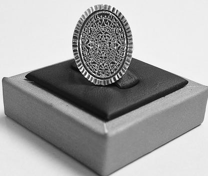Anillo Calendario Azteca en Plata Ley 925